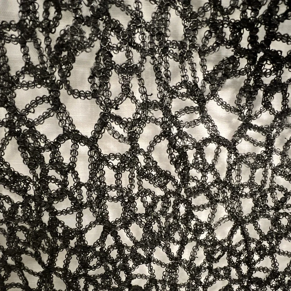 Black Textured Openwork Novelty Lace Fabric Scalloped Edge 46.5